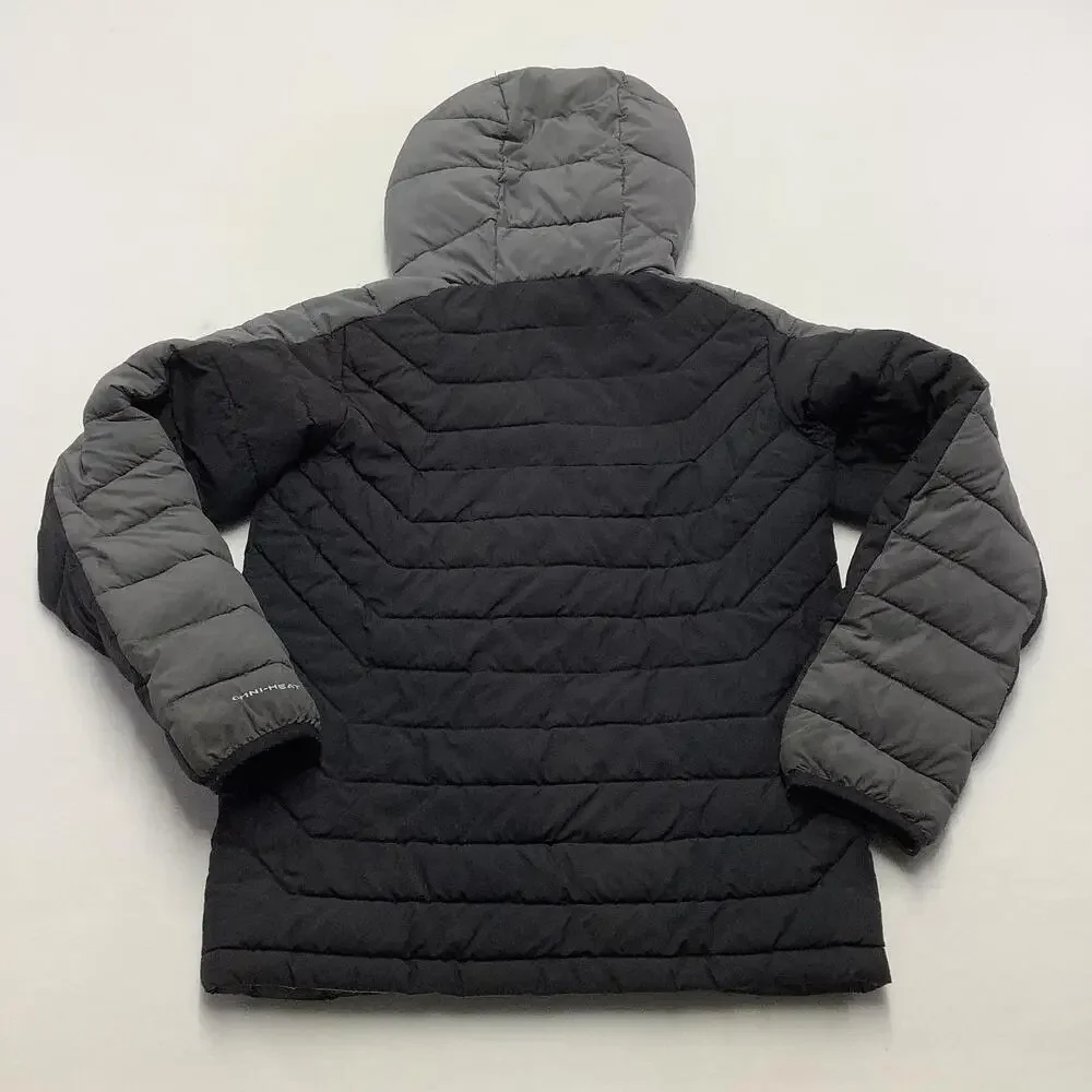 Columbia Jacket Youth Medium 10/12 Black Hooded Omni-Heat Puffer Zip Insulated